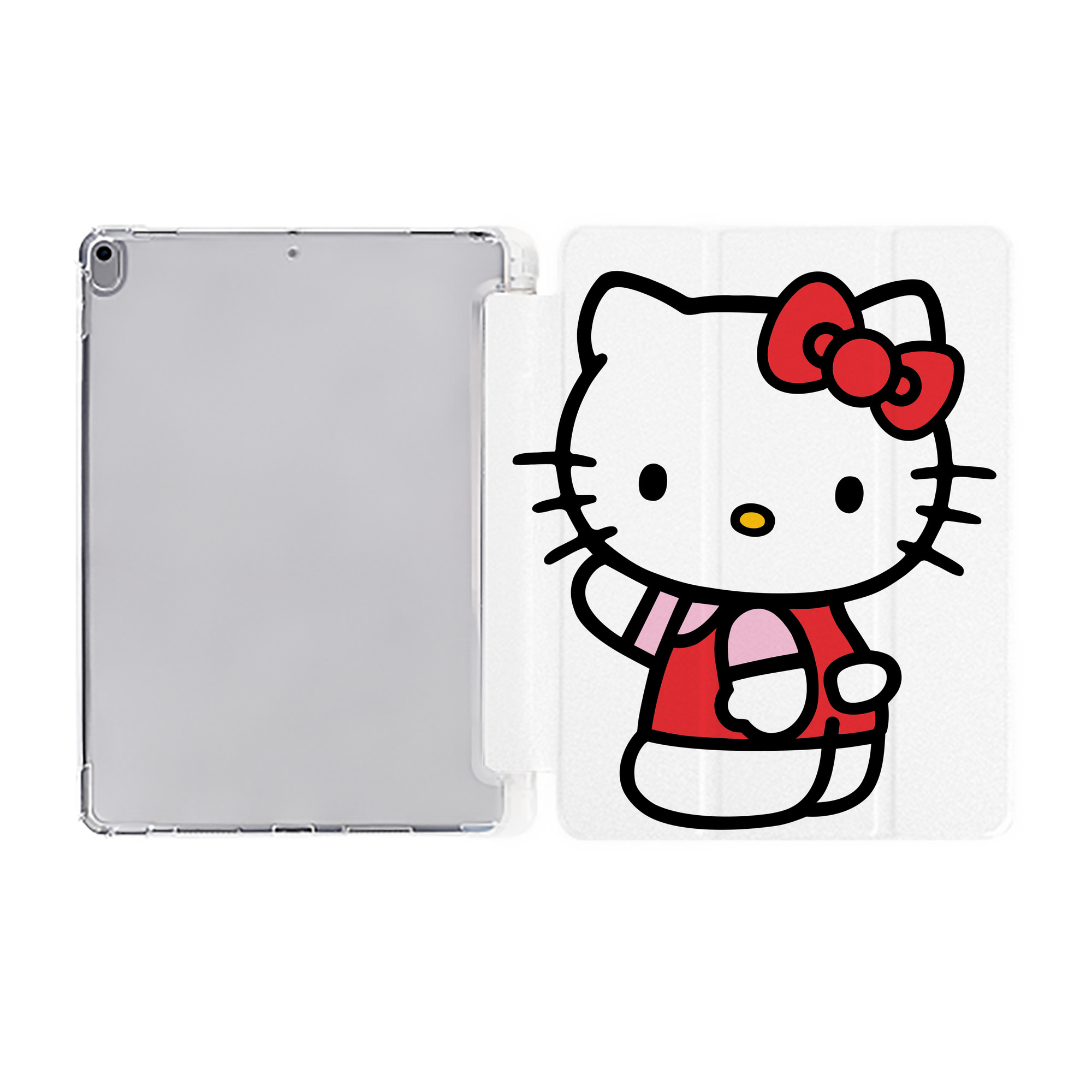 （画像用） Hello Kitty ハローキティ IPad ケース ペン収納付き 三つ折りスタンド PUレザー×シリコン 対応機種9.5/10.5/10.9インチ